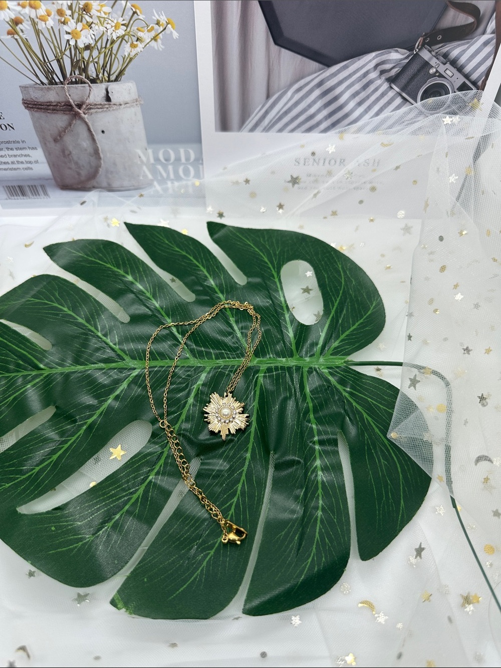 Gold Sunburst Pendant Necklace - Elegant Women’s Jewelry